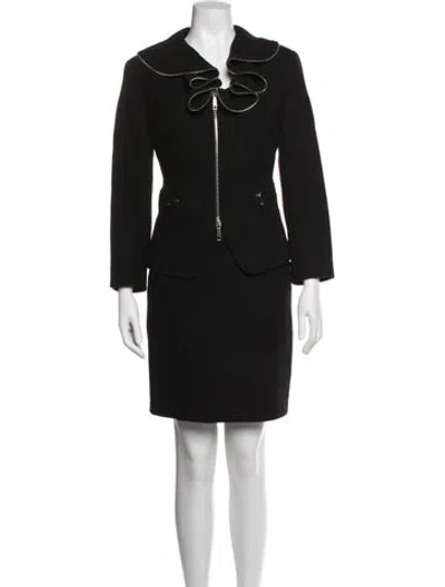 Pre-owned Lafayette 148 Wool Ruffle Embellishment Dress Set In Black