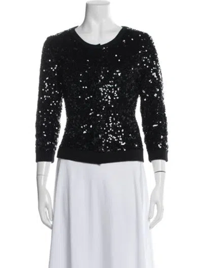Pre-owned Lafayette 148 Wool Scoop Neck Sweater In Black