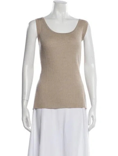 Pre-owned Lafayette 148 Wool Scoop Neck Sweater In Brown