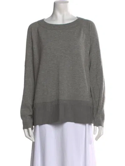 Pre-owned Lafayette 148 Wool Scoop Neck Sweater In Gray