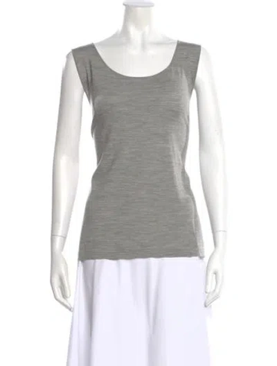 Pre-owned Lafayette 148 Wool Scoop Neck Sweater In Gray