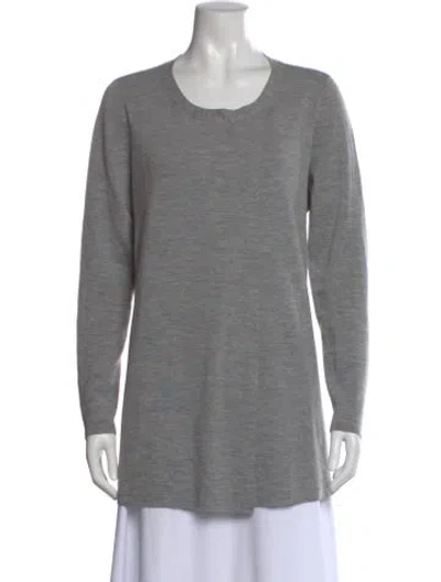 Pre-owned Lafayette 148 Wool Scoop Neck Sweater In Gray