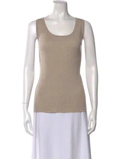Pre-owned Lafayette 148 Wool Scoop Neck Sweater In Neutrals