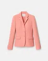 Lafayette 148 Wool Silk Crepe Button Fitted Blazer In Orange