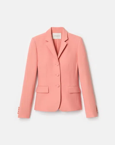 Lafayette 148 Wool Silk Crepe Button Fitted Blazer In Orange