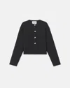 Lafayette 148 Wool-silk Crepe Collarless Jacket In Black