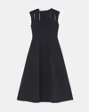Lafayette 148 Woolsilk Crepe Sleeveless A-line Dress In Black