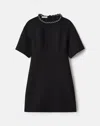 Lafayette 148 Wool-silk Crepe Detachable Embellished Necklace Dress In Black