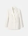 Lafayette 148 Wool-silk Crepe Double Breasted Jacket In White