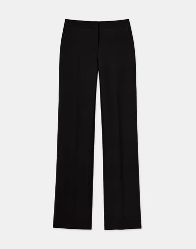 Lafayette 148 Wool Silk Crepe High Rise Straight Leg Pants In Black