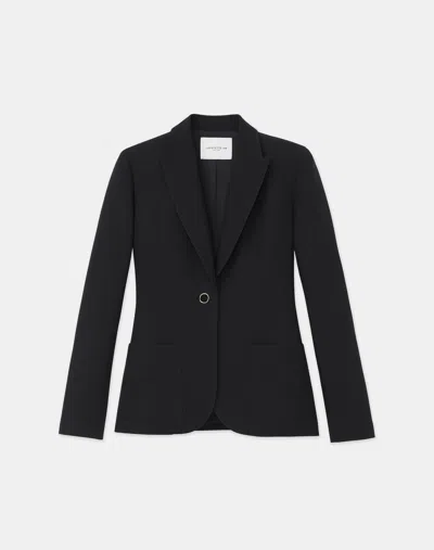 Lafayette 148 Plus-size Nappa Leather Blazer In Black