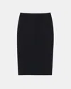 Lafayette 148 Wool-silk Crepe Pencil Skirt In Black