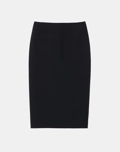 Lafayette 148 Wool-silk Crepe Pencil Skirt In Black