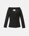 Lafayette 148 Wool-silk Crepe Portrait Collar Jacket In Black