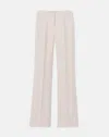 Lafayette 148 Wool-silk Crepe Saint Marks Flared Pant In Pearl