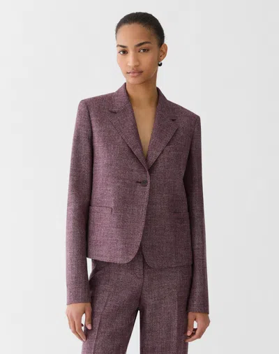 Lafayette 148 Wool Single Button Cropped Blazer In Purple