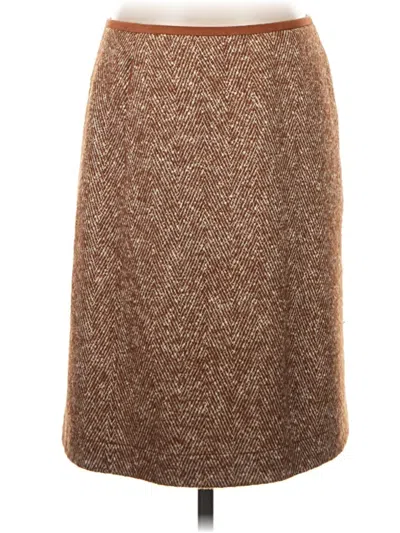 Pre-owned Lafayette 148 Wool Skirt In Brown