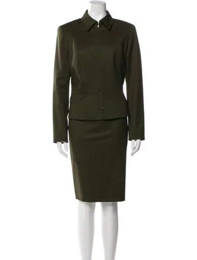 Pre-owned Lafayette 148 Wool Skirt Set In Green