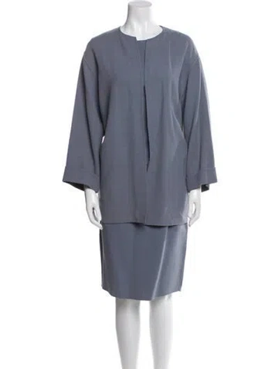 Pre-owned Lafayette 148 Wool Skirt Suit In Gray