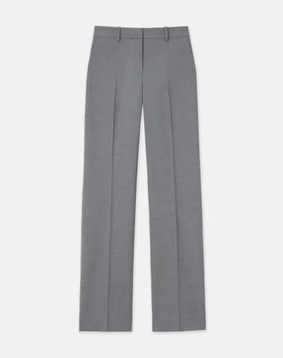 Lafayette 148 Wool Stretch High Rise Straight Leg Pants In Nickel Melange