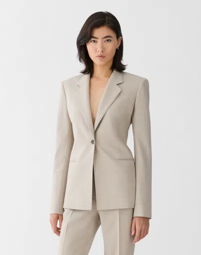 Lafayette 148 Wool Stretch Slim Fit Single Button Blazer In Brown