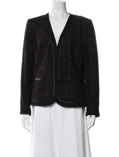 Pre-owned Lafayette 148 Wool Striped Blazer In Black