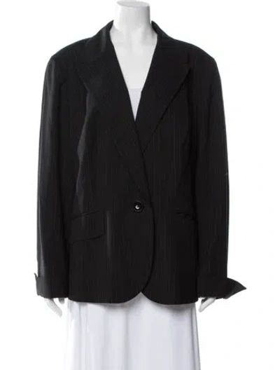 Pre-owned Lafayette 148 Wool Striped Blazer In Black