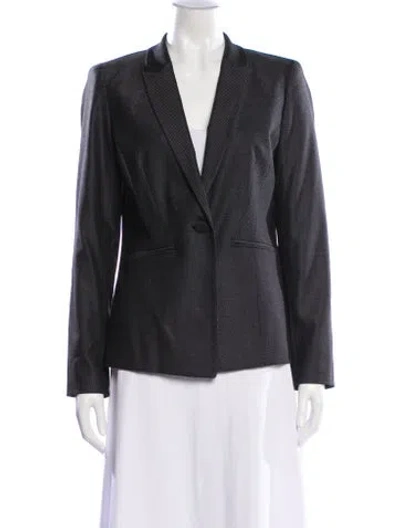 Pre-owned Lafayette 148 Wool Striped Blazer In Gray