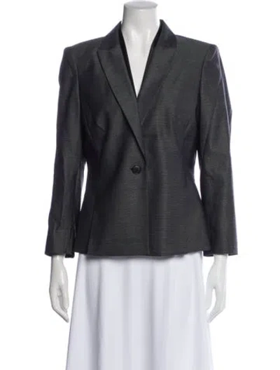 Pre-owned Lafayette 148 Wool Striped Blazer In Gray
