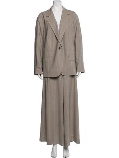Pre-owned Lafayette 148 Wool Striped Pantsuit In Neutrals