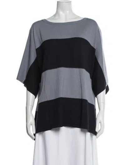 Pre-owned Lafayette 148 Wool Striped Sweater In Blue