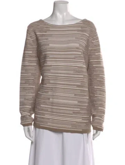 Pre-owned Lafayette 148 Wool Striped Sweater In Brown