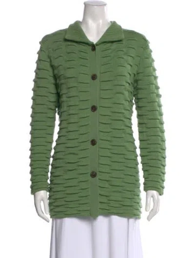 Pre-owned Lafayette 148 Wool Striped Sweater In Green