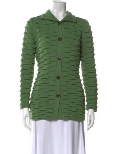 Pre-owned Lafayette 148 Wool Striped Sweater In Green