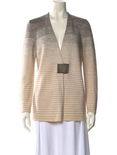 Pre-owned Lafayette 148 Wool Striped Sweater In Neutral