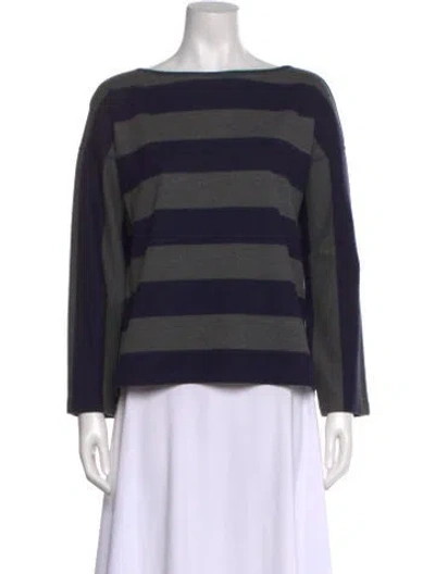 Pre-owned Lafayette 148 Wool Striped Sweater W/ Tags In Blue