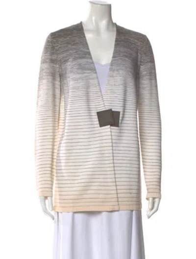 Pre-owned Lafayette 148 Wool Striped Sweater W/ Tags In Neutral