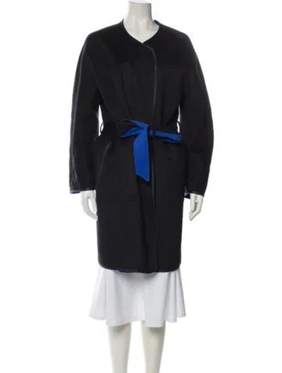 Pre-owned Lafayette 148 Wool Trench Coat In Black