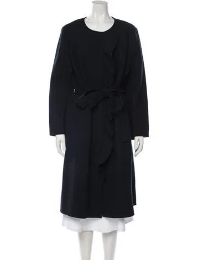 Pre-owned Lafayette 148 Wool Trench Coat In Blue