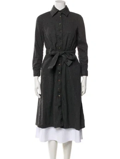 Pre-owned Lafayette 148 Wool Trench Coat In Gray