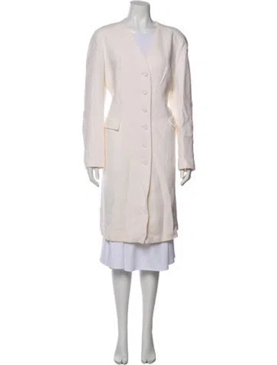 Pre-owned Lafayette 148 Wool Trench Coat In Neutral