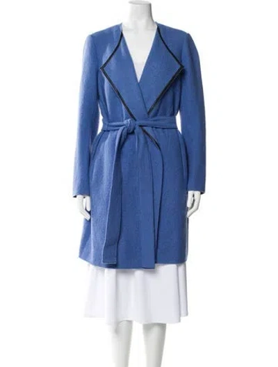 Pre-owned Lafayette 148 Wool Trench Coat W/ Tags In Blue