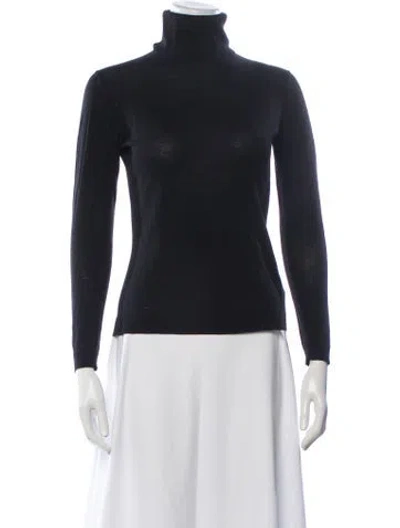 Pre-owned Lafayette 148 Wool Turtleneck Sweater In Black