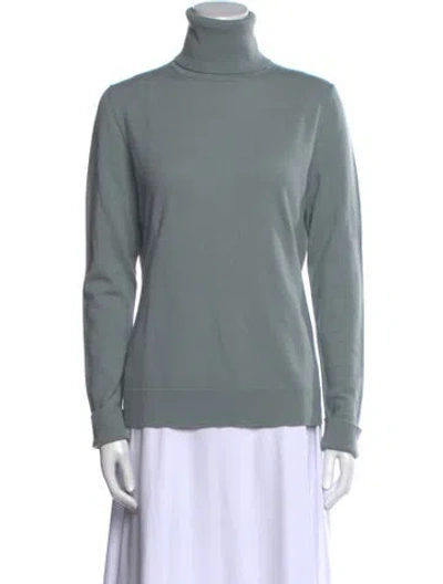 Pre-owned Lafayette 148 Wool Turtleneck Sweater In Blue
