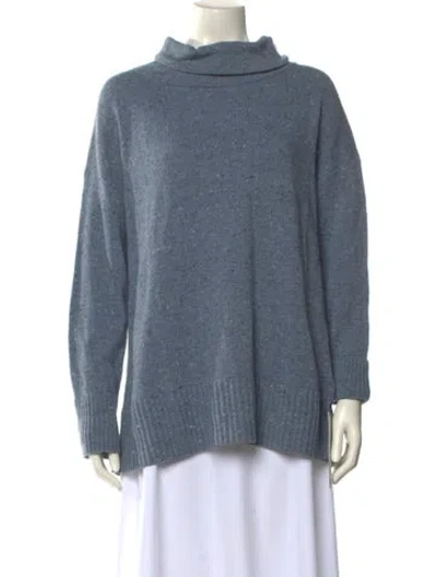 Pre-owned Lafayette 148 Wool Turtleneck Sweater In Blue