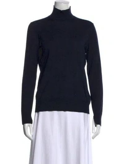 Pre-owned Lafayette 148 Wool Turtleneck Sweater In Blue