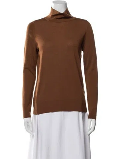 Pre-owned Lafayette 148 Wool Turtleneck Sweater In Brown