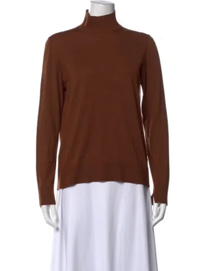 Pre-owned Lafayette 148 Wool Turtleneck Sweater In Brown