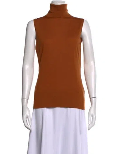 Pre-owned Lafayette 148 Wool Turtleneck Sweater In Brown