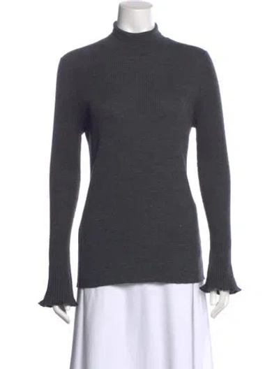 Pre-owned Lafayette 148 Wool Turtleneck Sweater In Gray